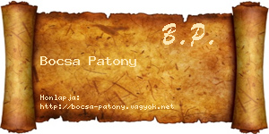 Bocsa Patony névjegykártya